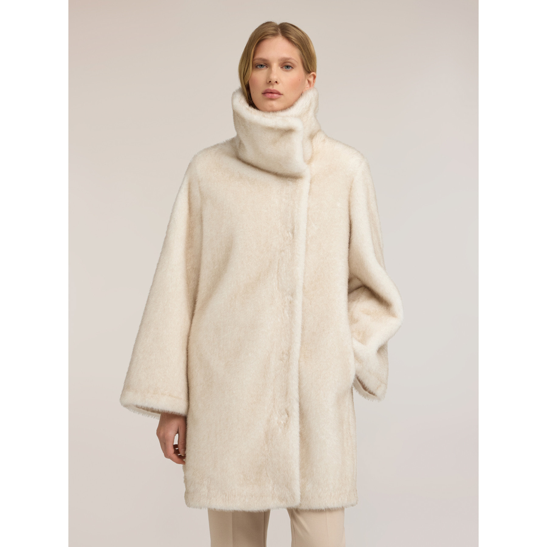 Motivi - Cappotto morbido con collo ampio - Grigio