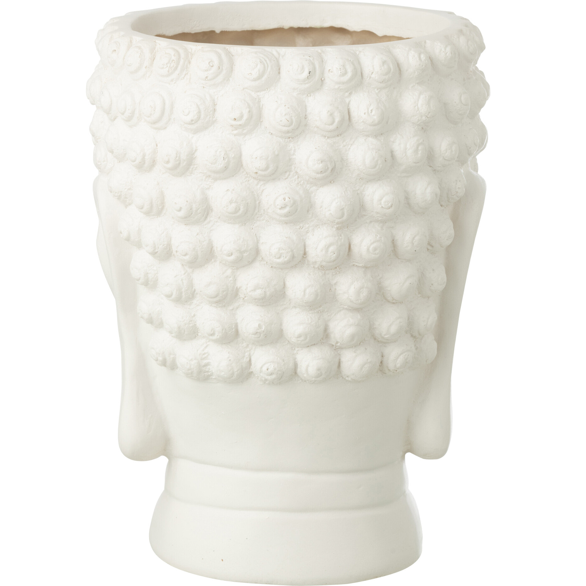 J-Line Cache-Pot Bouddha - polyrésine - blanc - large