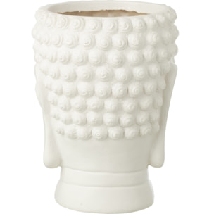 J-Line Cache-Pot Bouddha - polyrésine - blanc - large