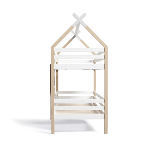 Lit enfant superposé Cabane en bois 90x190cm - Hypnia