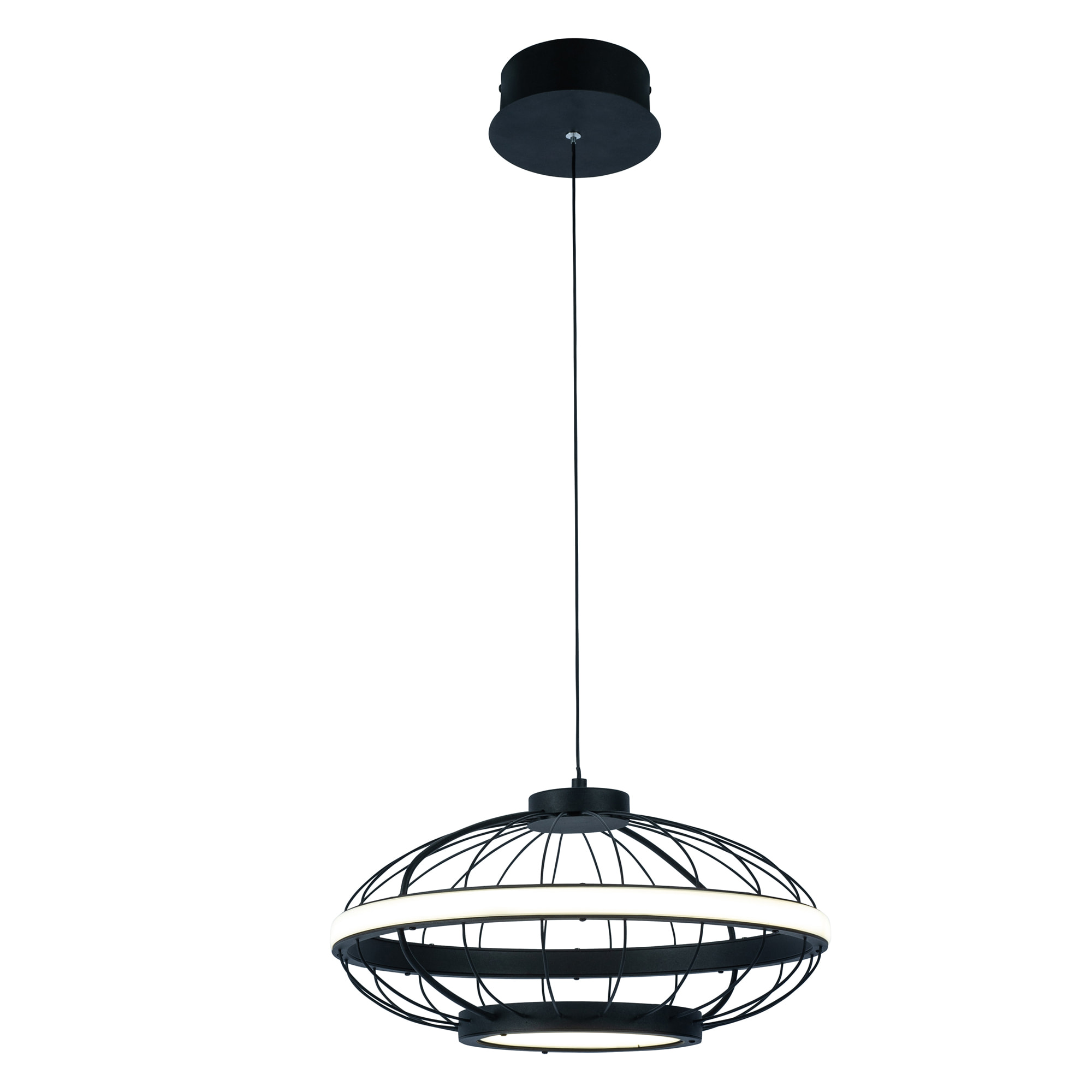 Forlight Colgante Cercle LED 22W Blanco Neutro - 4000K Negro para Interior de Techo en Comedor, Salón, Cocina
