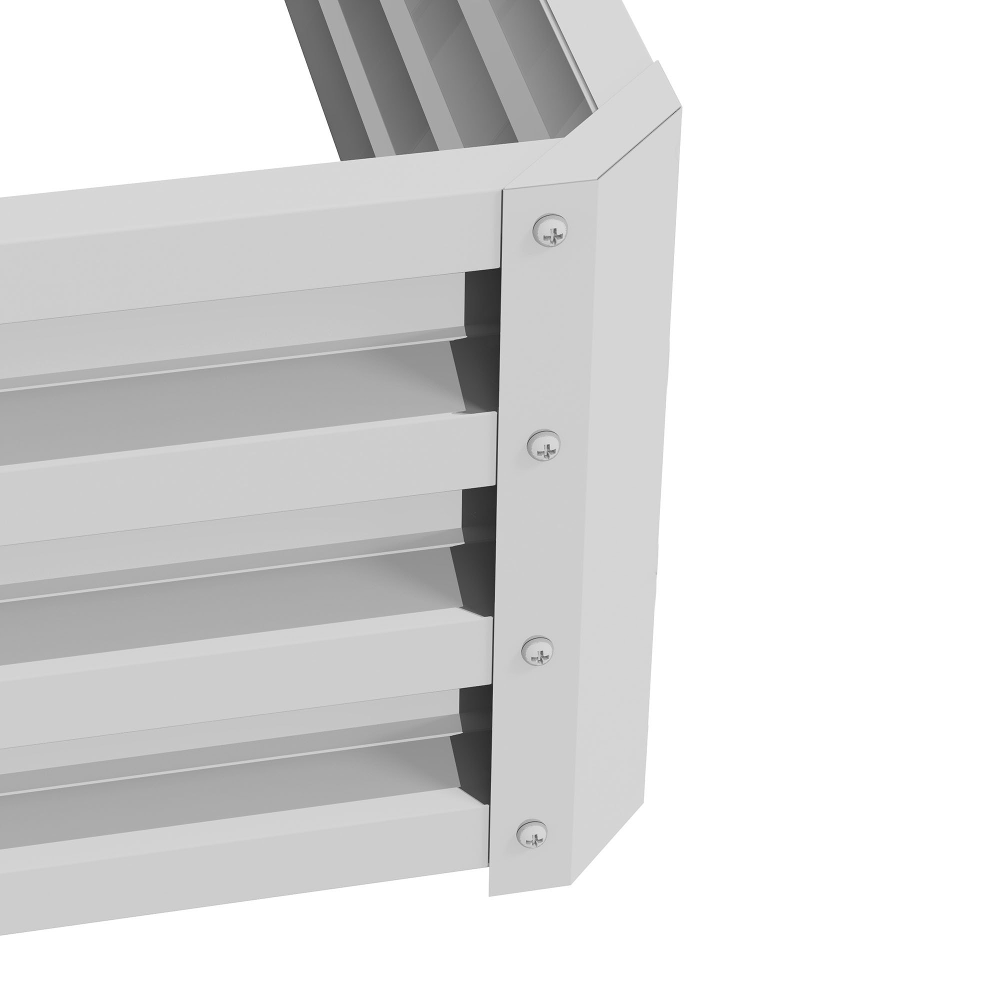 Huerto Urbano de 2 Niveles de Acero Galvanizado, Jardinera Exterior con Diseño de Escalera y Fondo Abierto para Cultivos, Plantas, Herbaria, para Terraza, Jardín, 120x101x58 cm, Plateado