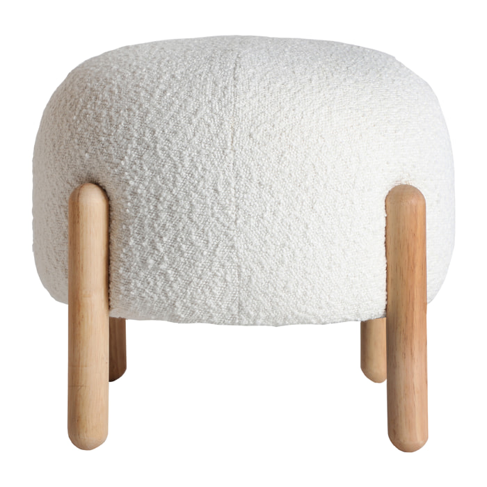 Reposapiés de algodón bouclé en color blanco de 43x43x36cm