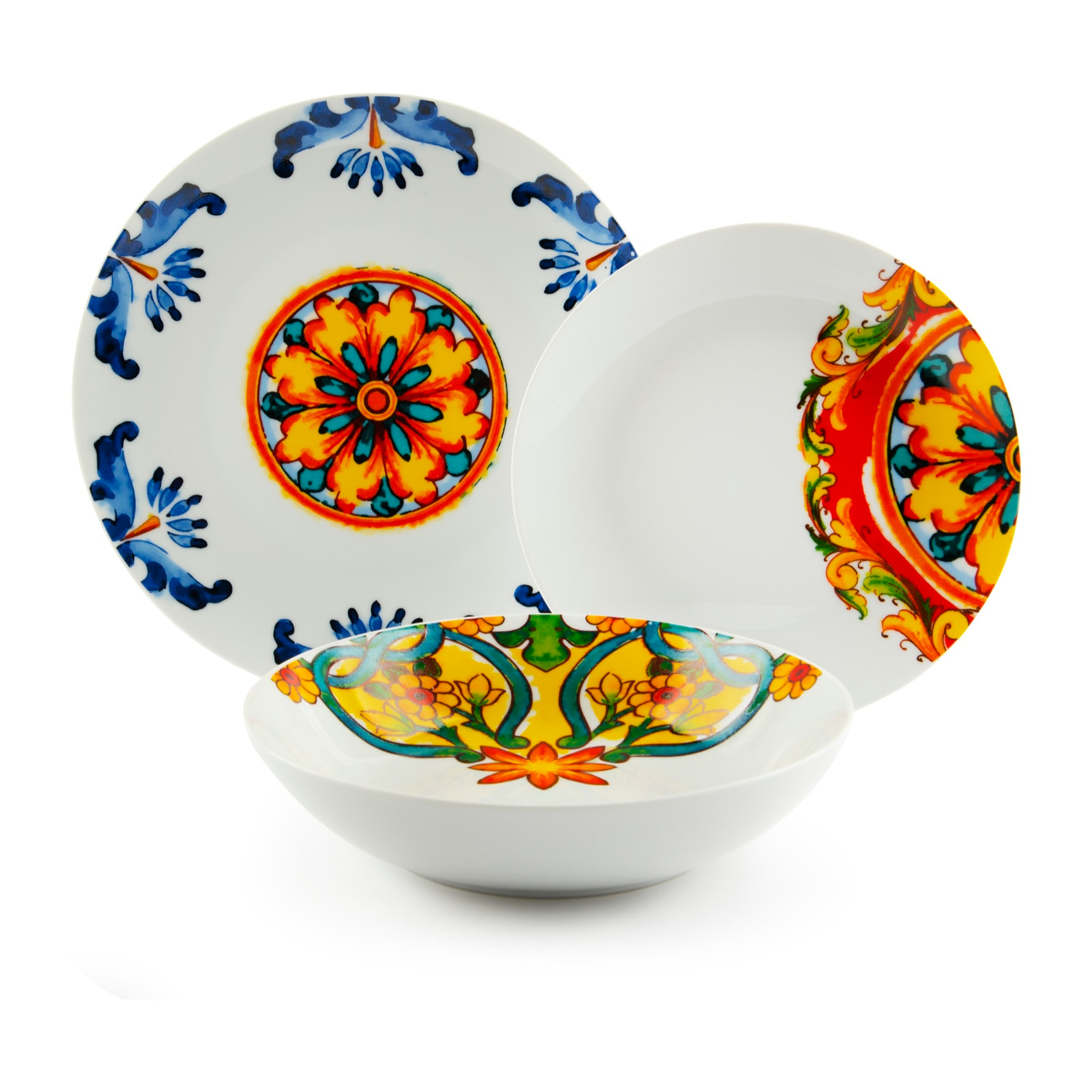 Service 18 assiettes Excelsa Messina, porcelaine,multicolore