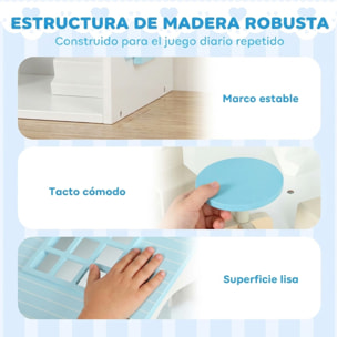 AIYAPLAY Casa de Muñecas de Madera de 3 Pisos con Ascensor y Balcón, 5 Habitaciones y 13 Muebles, Casita de Muñecas para Niñas, Juguete de Imitación para Niños de 3 a 6 Años, Azul