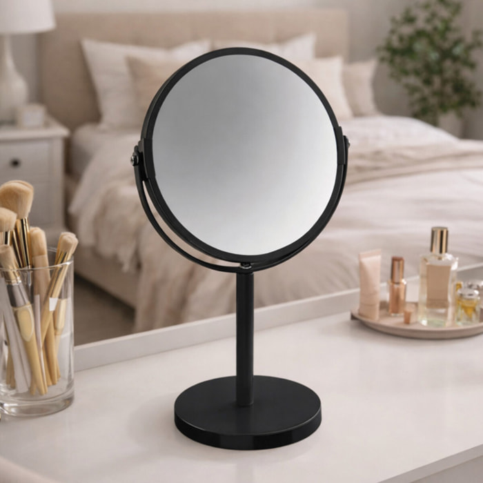 Miroir grossissant sur pied Acier SYDNEY Noir Spirella