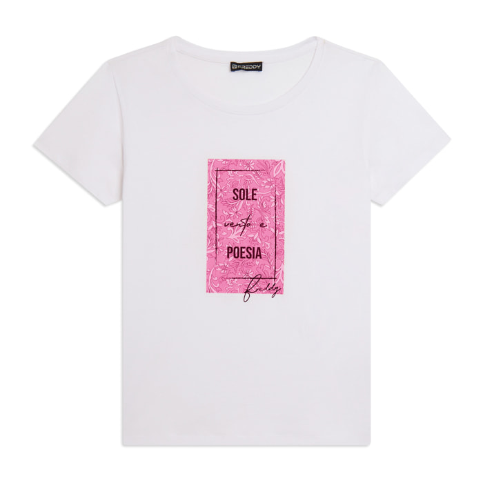 T-shirt con stampa colorata floreale
