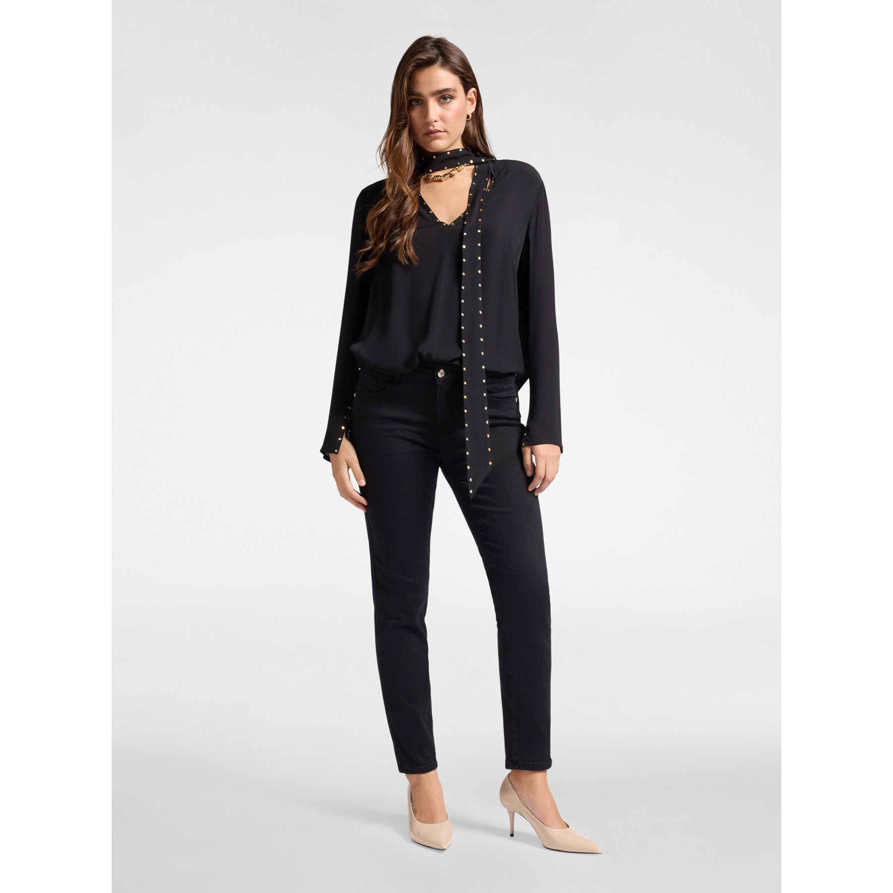 Elena Mirò - Vaqueros pitillo Helena de 5 bolsillos - Negro