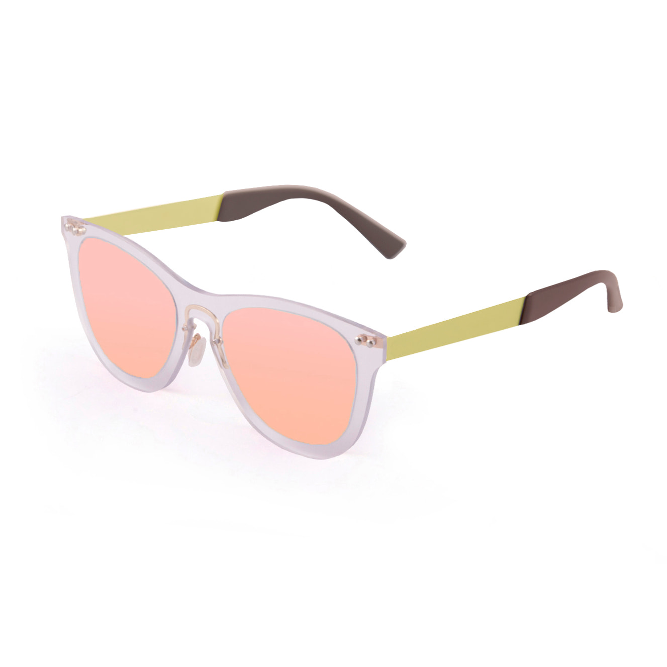 Gafas de sol OCEAN FLORENCIA - De espejo dorado con montura rosa transparente y patillas metálicas doradas