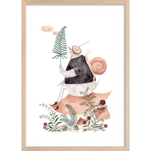 Affiche enfant les trésors de la forêt  Affiche + cadre en bois - Chêne