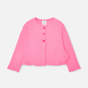 Chaqueta niÃ±a, canalÃ©, cuello redondo, mangas largas, rosa