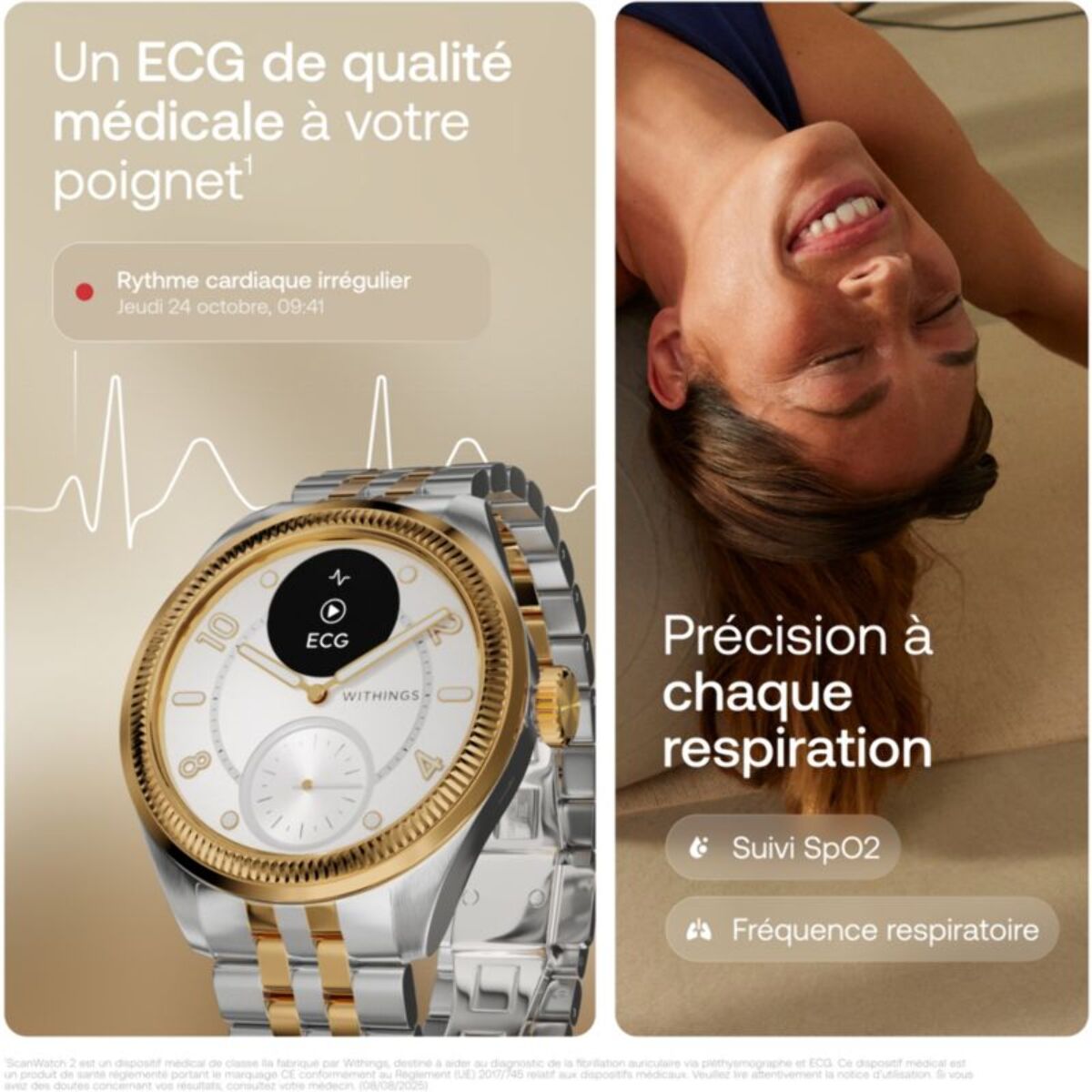 Montre santé WITHINGS Scanwatch Nova Brilliant 39mm Gold