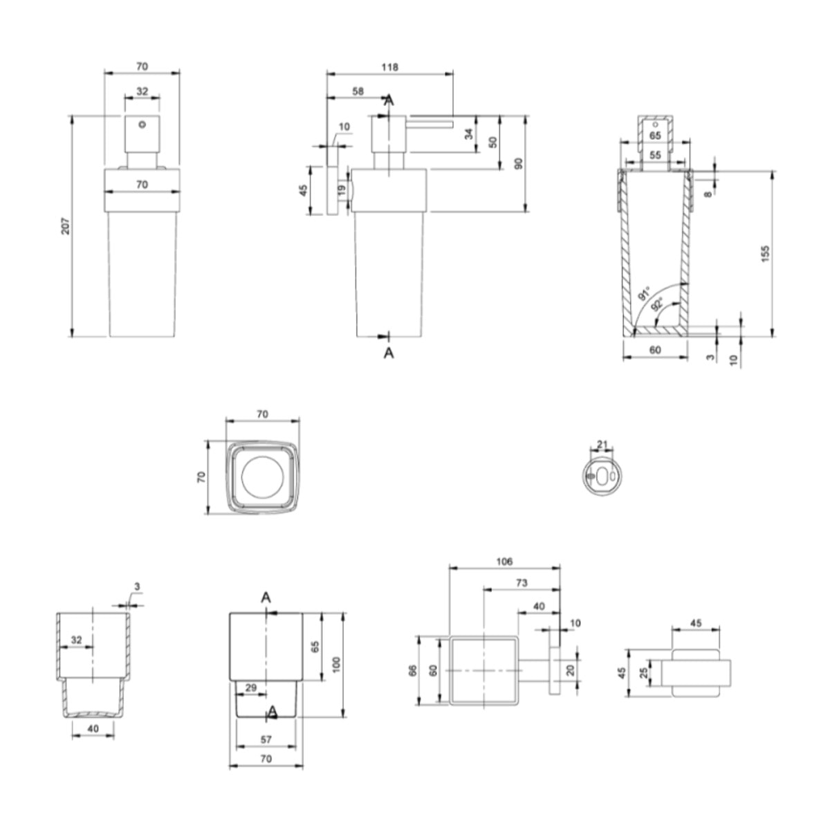 Porte-verre + Distributeur de savon VILLEROY & BOCH Elements Striking Chrome