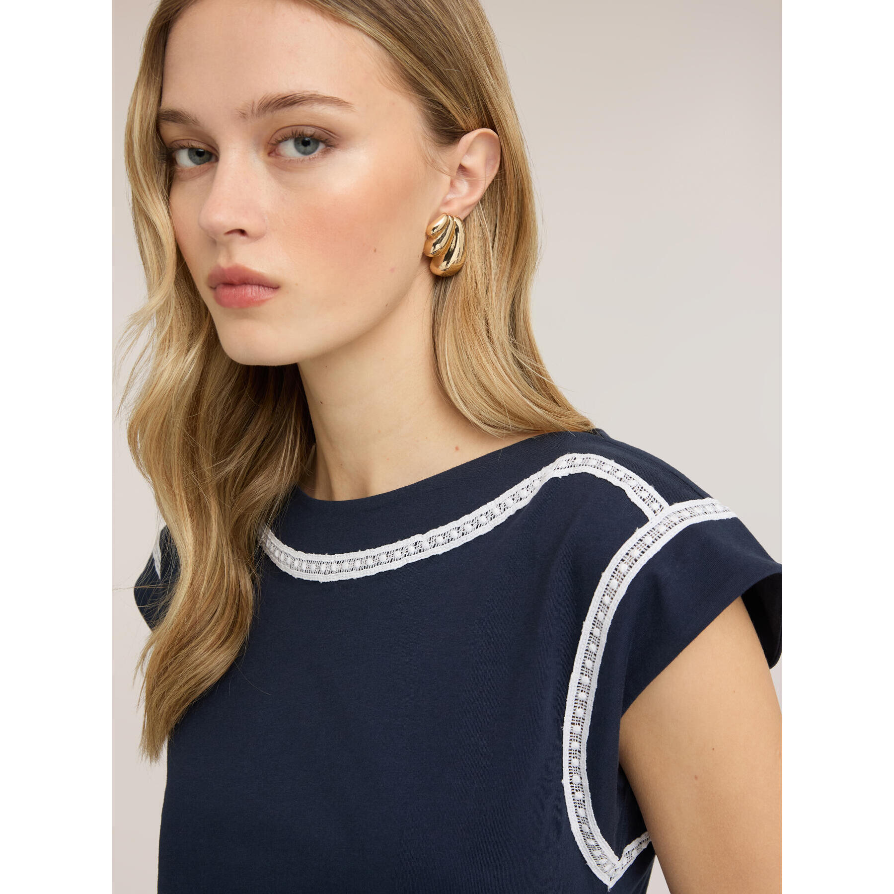 Motivi - T-shirt a kimono con ricami - Blu