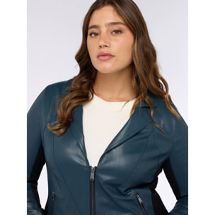 Fiorella Rubino - Giacca biker con parti in tessuto stretch - Verde