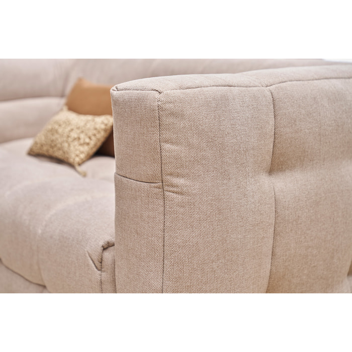 Canapé design 2 places en tissu effet velours texturé beige CORTO