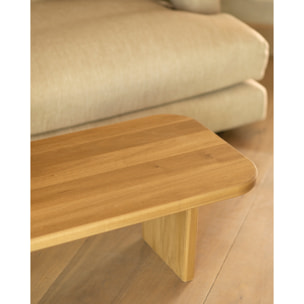 Table basse en bois massif de peuplier avec deux pieds de 95cm Hauteur: 30 Longueur: 95 Largeur: 45