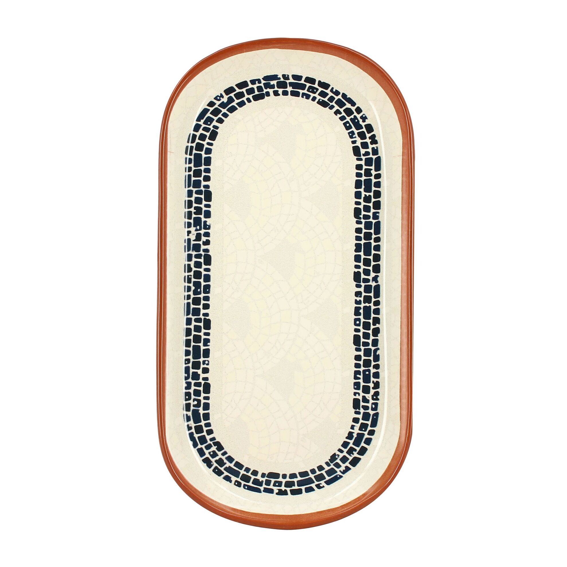 Assiette de présentation ovale en faïence blanche AMATXI