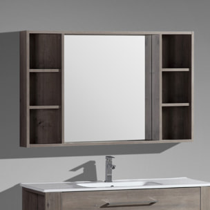 Armoire de toilette miroir 120 cm chêne gris Aquanoma