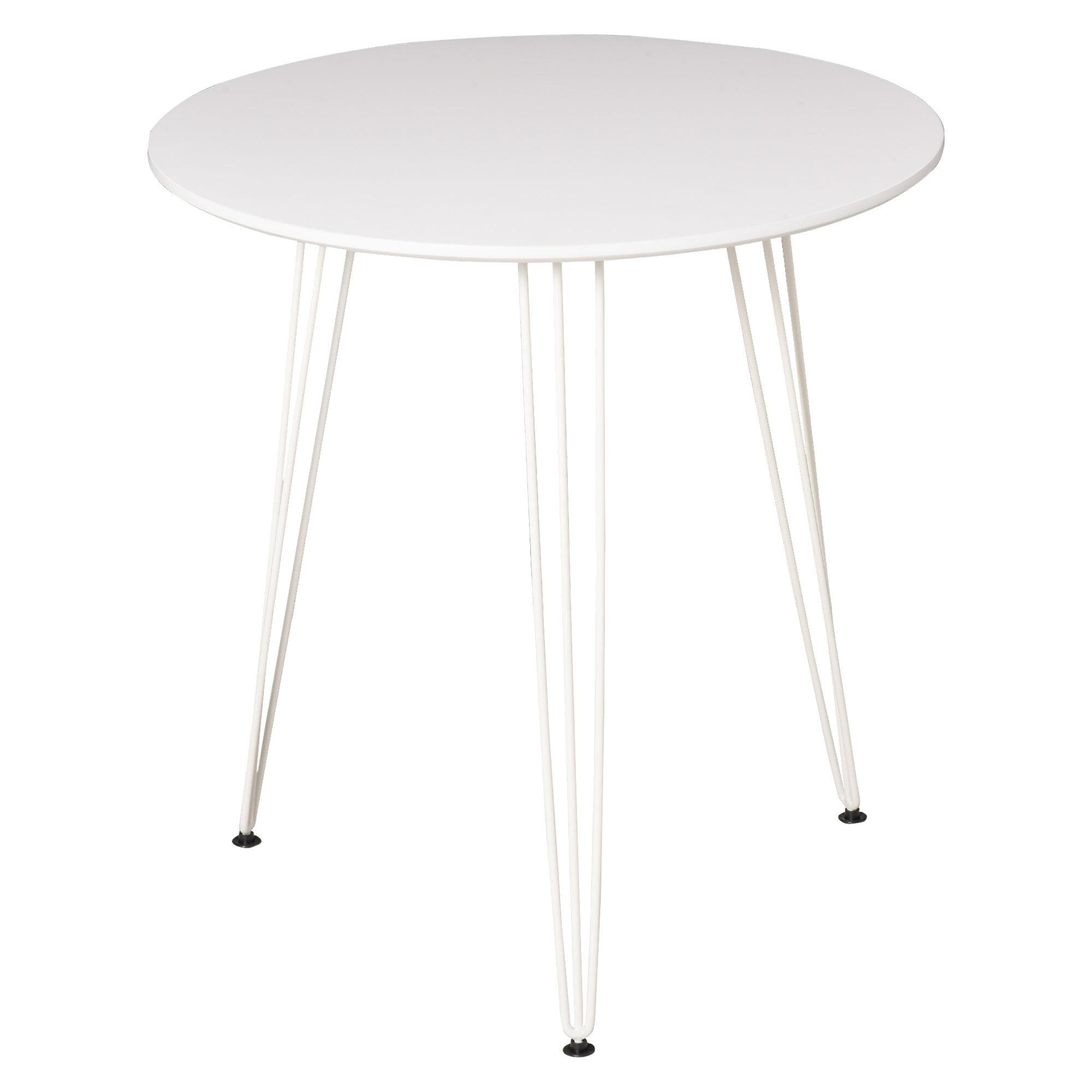 Mesa de Comedor Redonda con Patas de Horquilla Metálicas Estilo Moderno Nórdico para Cocina Salón Cafetería Bar Ø70x75 cm Blanco