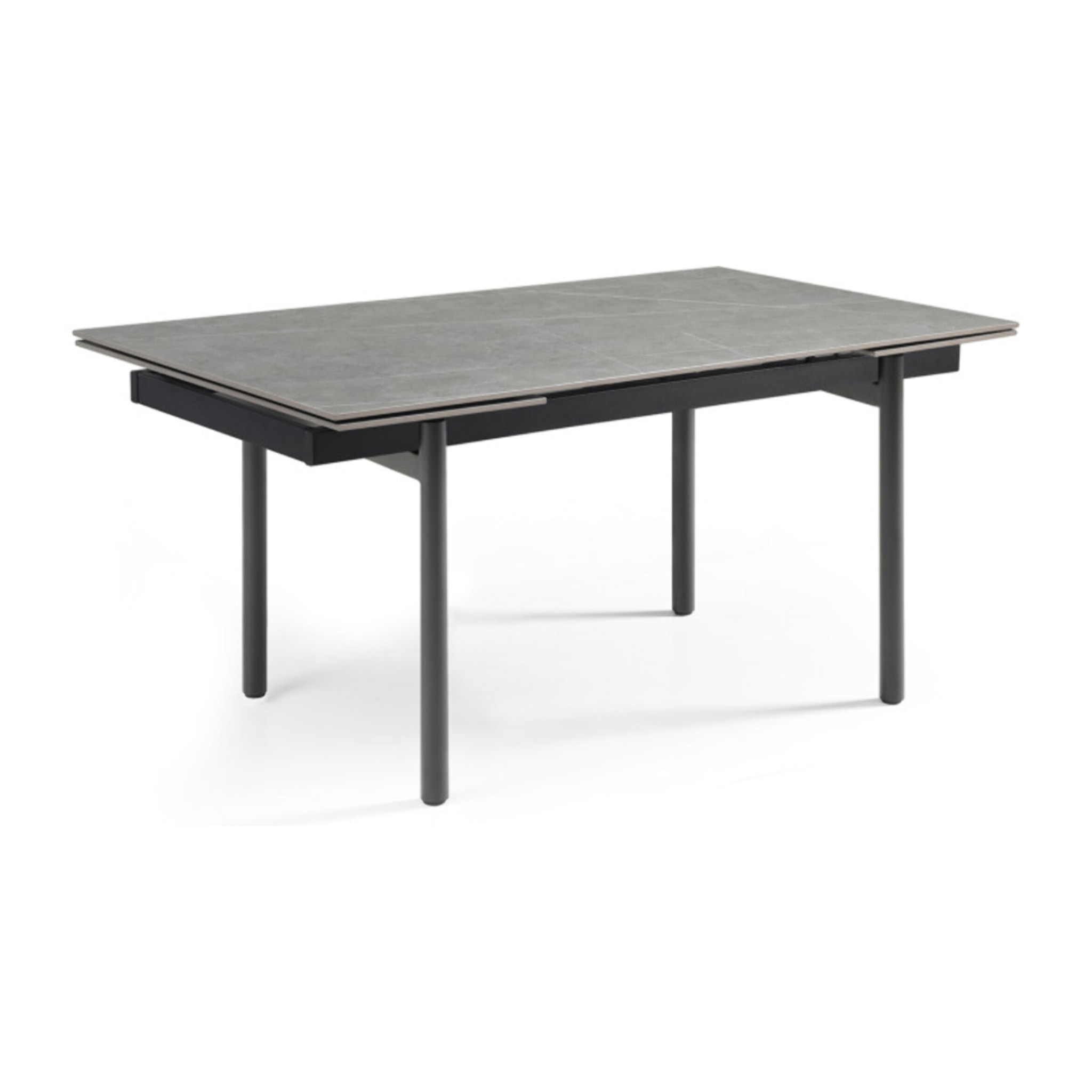 Table extensible céramique gris laqué 180/260cm - 8 piètements - UNIK