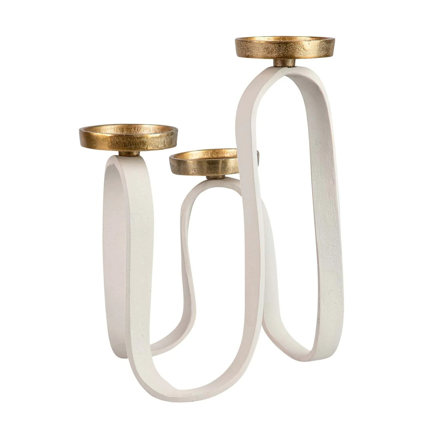 Candelabro Aluminio Blanco / Dorado 23x24x31 Cm