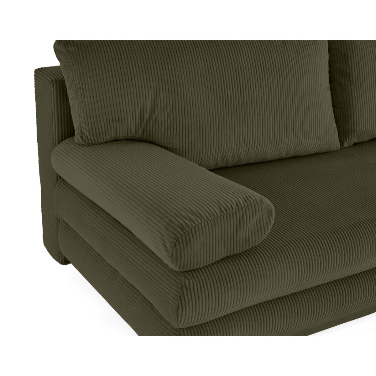Elton - canapé 3 places convertible avec coffre en velours côtelé - Vert Kaki