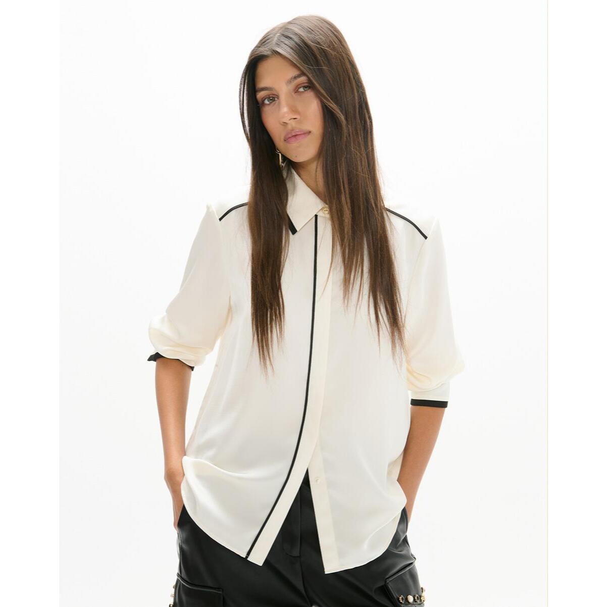 Camicia bicolore con colletto e polsini