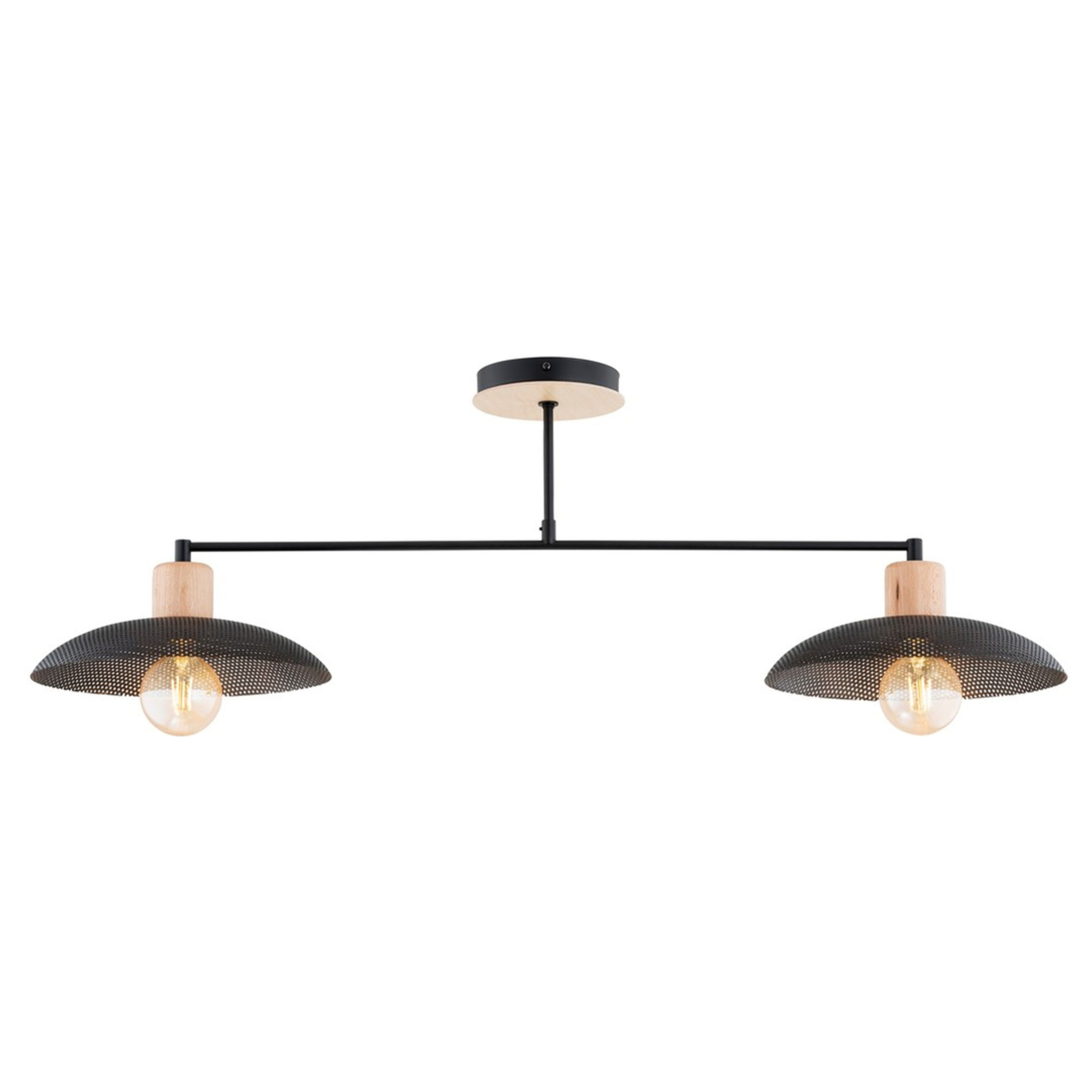 Lampada a sospensione KOBE in acciaio nero e legno naturale