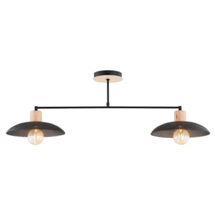 Lampada a sospensione KOBE in acciaio nero e legno naturale