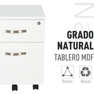 Gabinete de Archivos Móvil con 2 Cajones 40x45,5x52,5cm Blanco