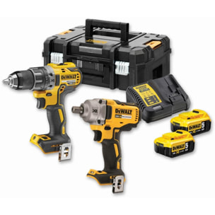 Kit 2 outils XR 18V 5Ah brushless Perceuse visseuse percussion DCD791 + Boulonneuse à chocs DCF894 DEWALT - DCK2077P2T-QW