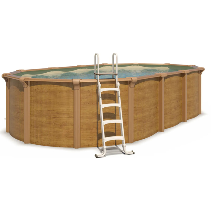 Piscine hors sol acier ovale 6,10 x 3,65 x 1,32 m aspect bois OSMOSE