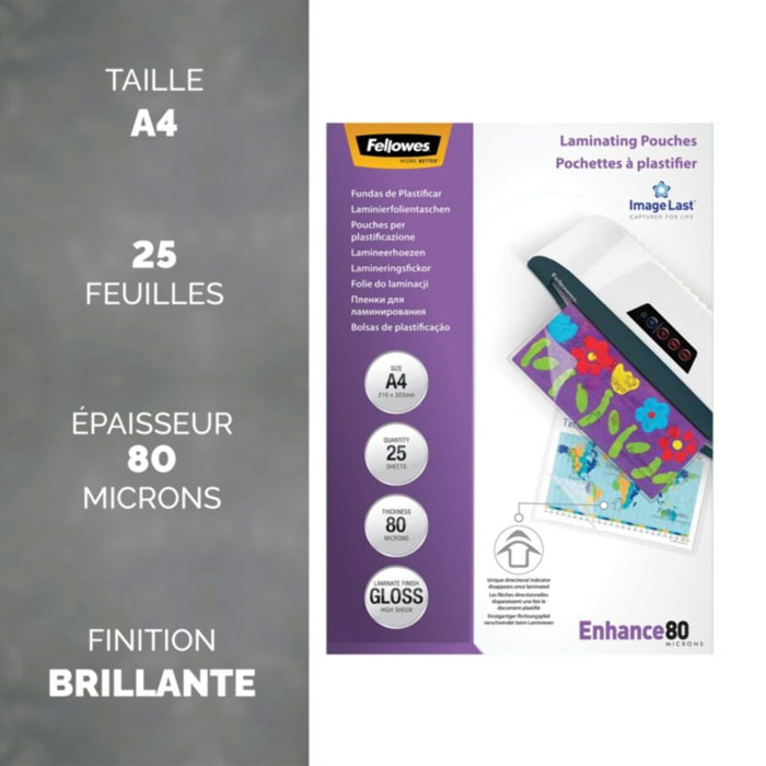 Consommable de bureau pour plastifieuse FELLOWES A4 80 Micr
