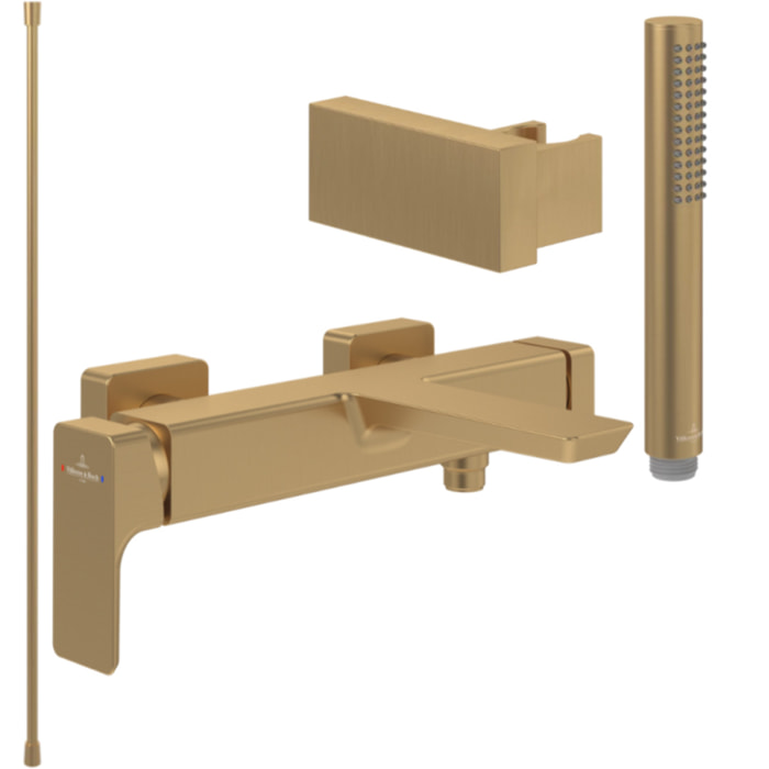 Pack mitigeur baignoire mécanique Subway 3.0 Or brossé avec ensemble