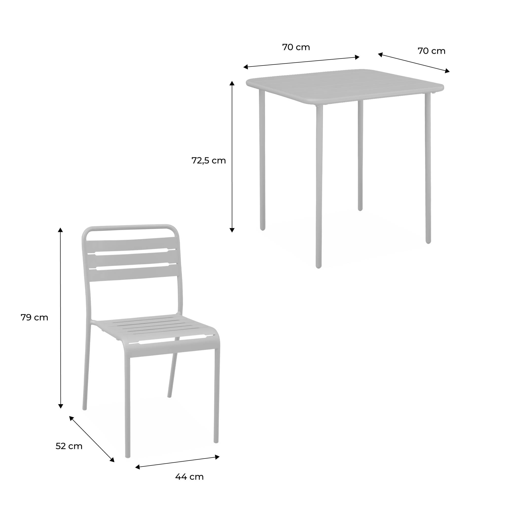 Table de jardin métal + 2 assises beige Amélia