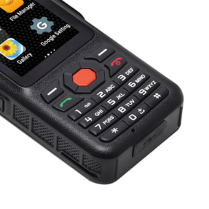 DAM Smartphone Rugerizado F25 4G, Android 7.1 , 1GB RAM + 8GB. Pantalla 2,4''. 5mpx + 2mpx. GPS. Con Zello Walkie Talkie.Altavoz clase K. Antena amplificadora. 5,6x2,6x12,5 Cm. Color: Negro