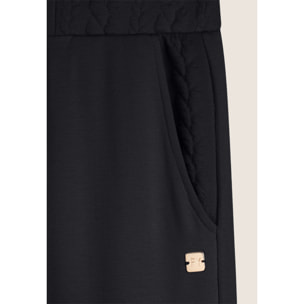 Pantalone donna in felpa viscosa con inserti a trecce