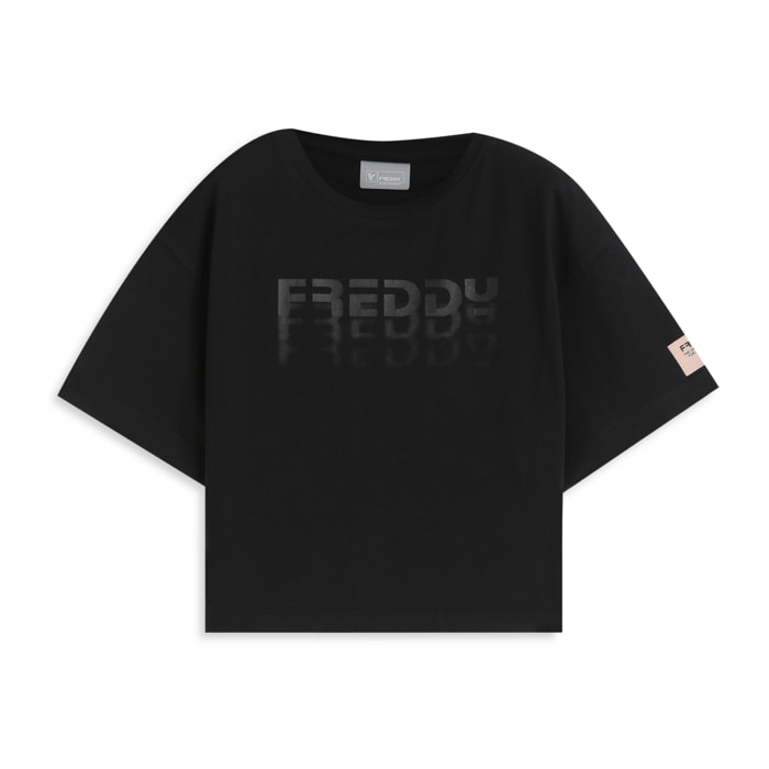 T-shirt Bambina Cropped con Logo FREDDY Degradé