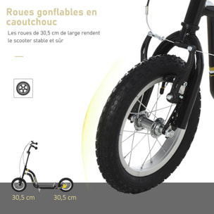 Trottinette pour Enfants Plus de 5 Ans Grands Pneus Guidon Réglable