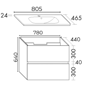 Pack meuble de salle de bain simple vasque BURGBAD Joline 80 cm chêne + colonne
