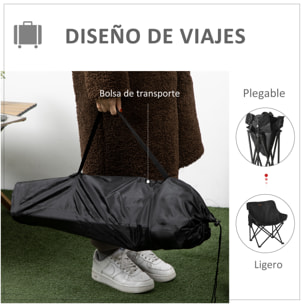 Silla de Camping Plegable Silla de Pesca Portátil con Bolsa de Transporte y Marco de Acero Carga 110 kg para Patio Campamento Picnic Senderismo Negro