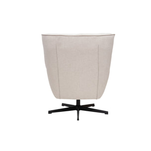 Fauteuil scandinave pivotant en tissu effet velours texturé beige et métal AVERY