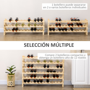 Botellero Vino 72 Botellas Botellero de Madera de 6 Niveles Botellero Vertical Carga 100 kg para Cocina Comedor Bar 114x28x85 cm Madera Natural