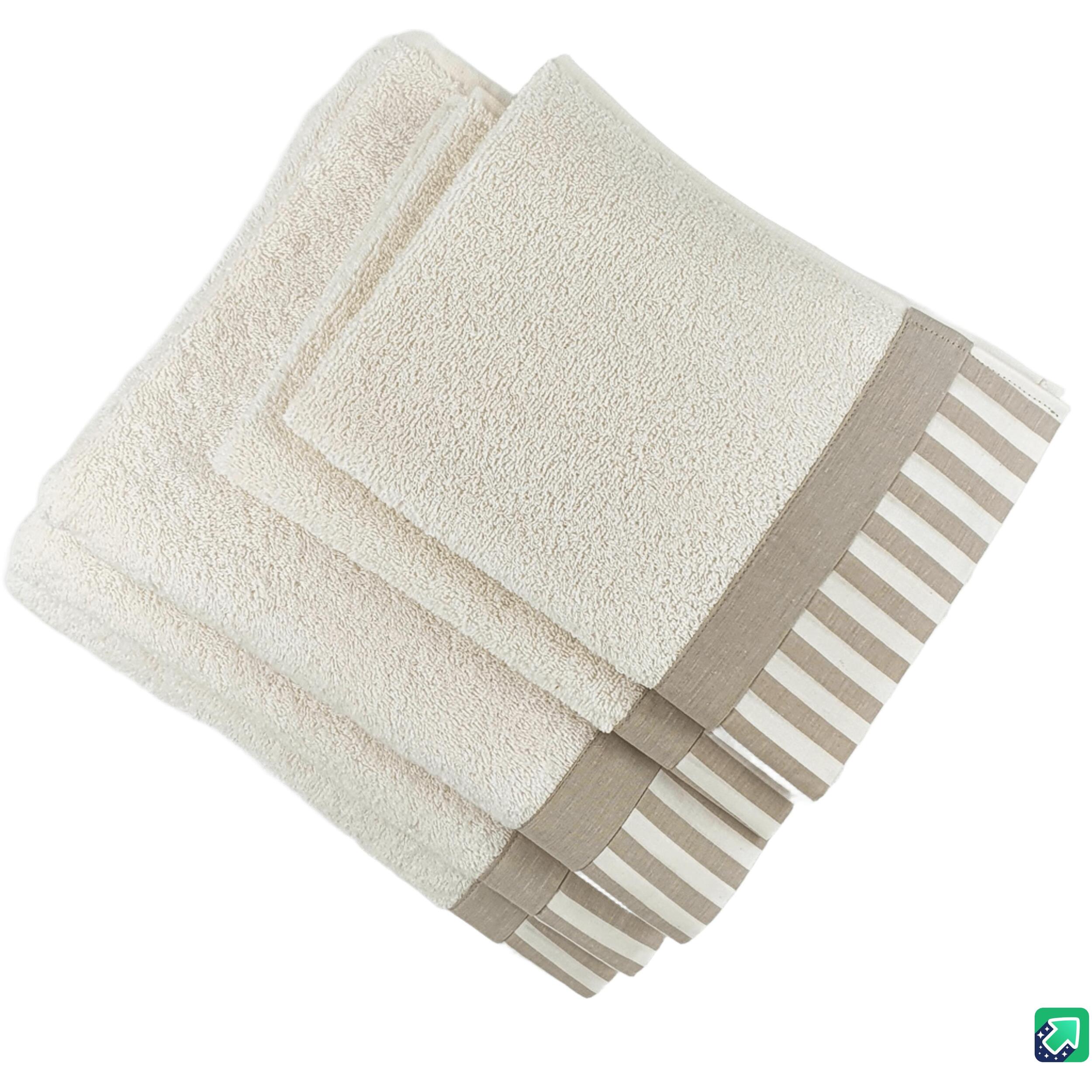 Set Spugna AMALFI 5 Pezzi: 2 Viso+2 Ospite + 1 Telo Bagno - 450 gr/m² - 100% Puro Cotone