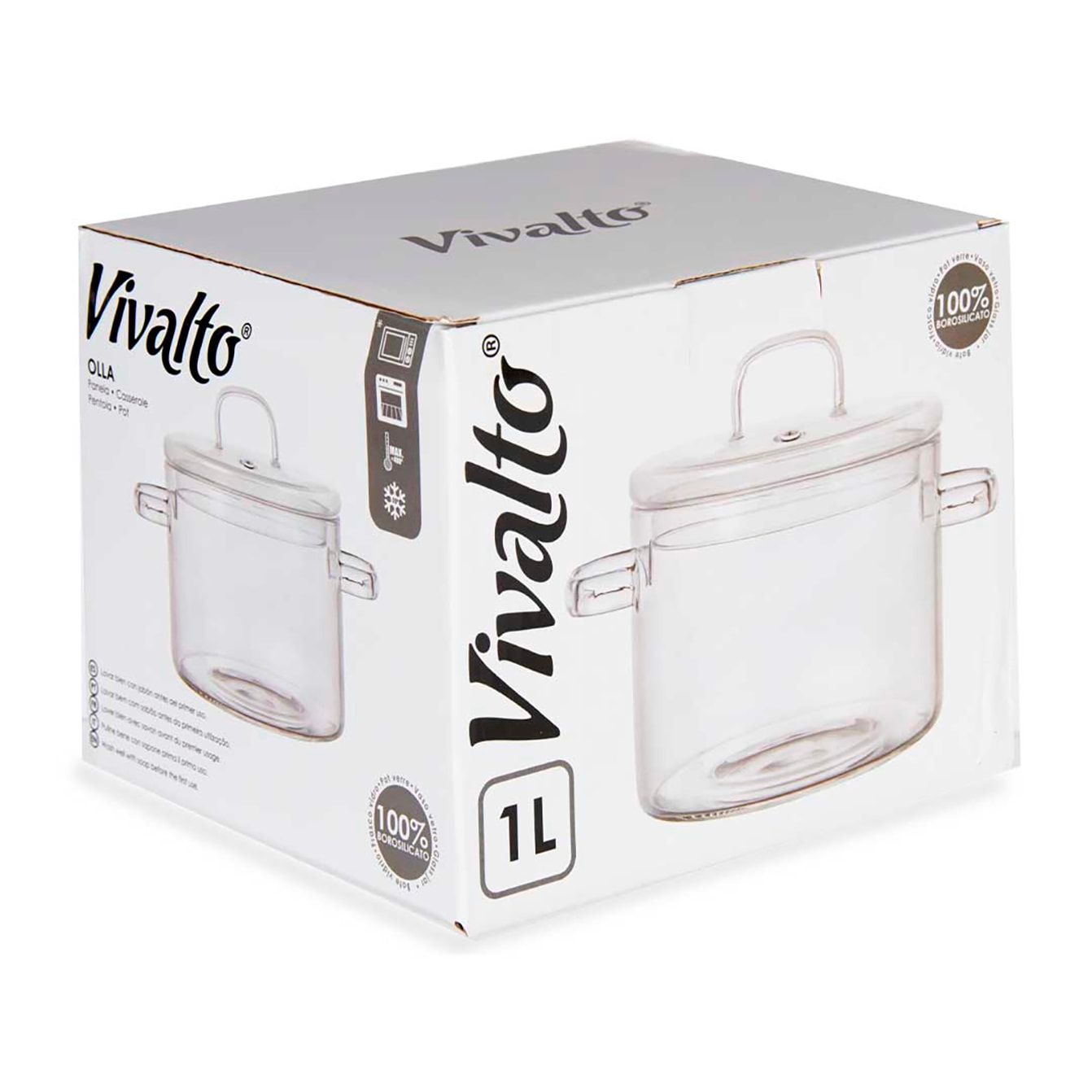 DAM VASO IN BOROSILICATO 1000ML 13,5x19x13,8 Cm. Colore trasparente