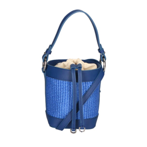 Borsa a secchiello da donna - Modello Alyssa - Pelle & Paglia - 13.0 x 16.0 x 10.0 cm