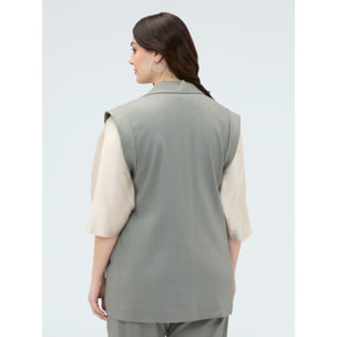 Fiorella Rubino - Gilet sartoriale in misto lino - Verde militare