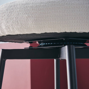 Lot de deux tabourets de bar assise rotative métal noir et tissu blanc - L 50 x P 50 x H 92cm - Iris