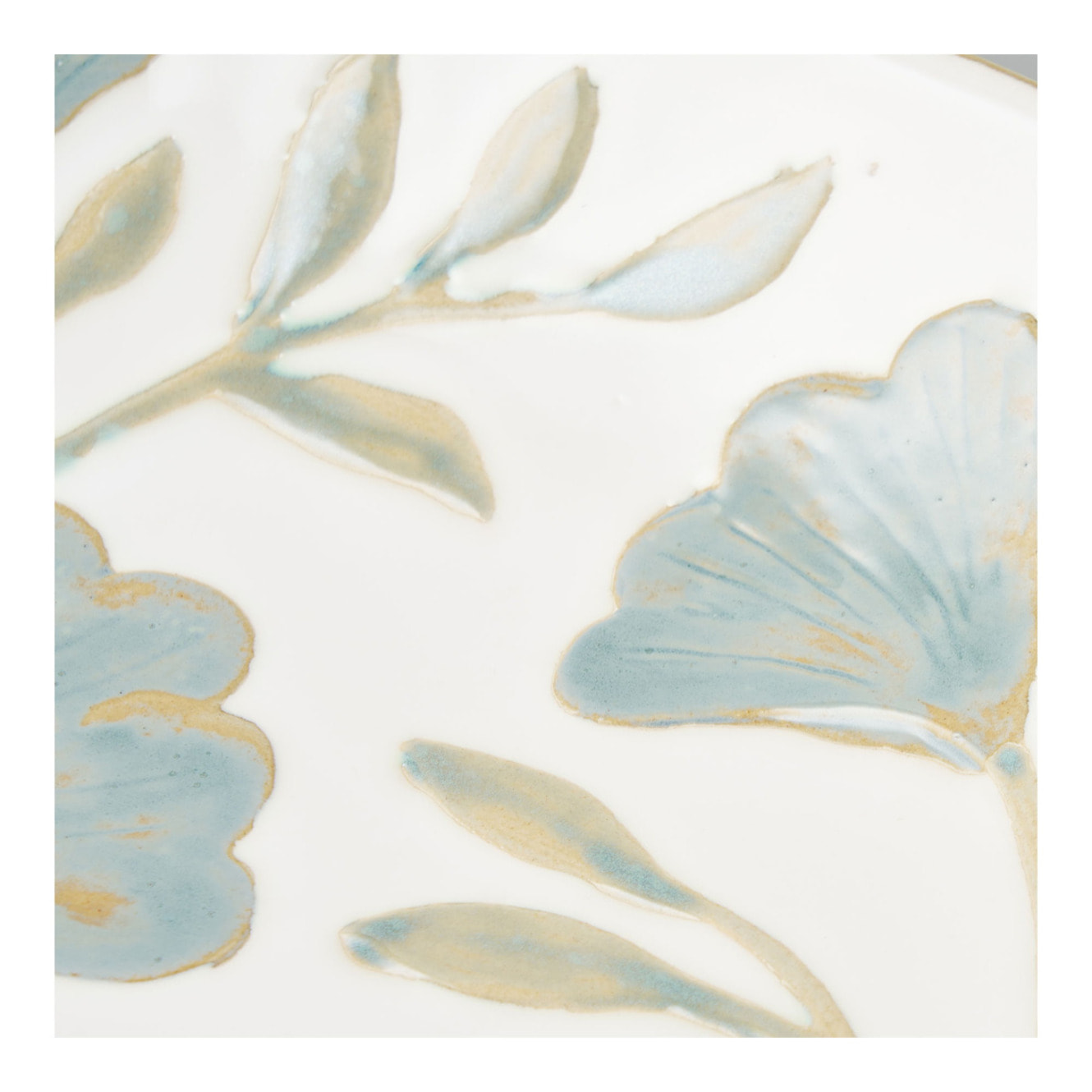 Vassoio decorativo in ceramica bianca con motivi floreali ø35,5 cm